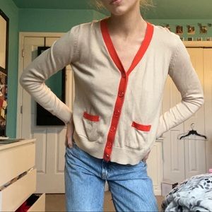 Vintage tan and orange button down cardigan.